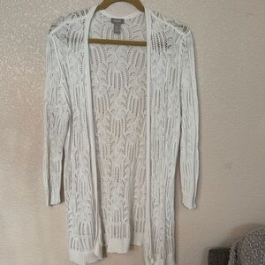 Chico's White Open-Knit Cardigan